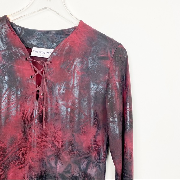 The Sublym's Paris Stretch Knit Paidley Lace Top - Picture 4 of 9